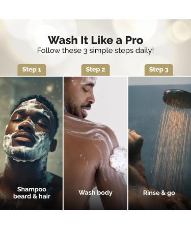 Golden Grooming Co. 3-in-1 Men's Body Wash - Hair & Beard Shampoo - Cleanses Hydrates Softens - Body Wash for All Skin Types - Refreshing Scent - Shower Double Pack | Pack of 4 3-in-1 Men's Body Wash and Beard Shampoo - Buy Online on GoSupps.com