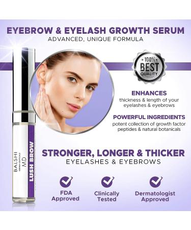 Lush Brow Eyebrow & Eyelash Growth Serum with Peptides - Dermatologist Developed | 5ml - Buy Online on GoSupps.com