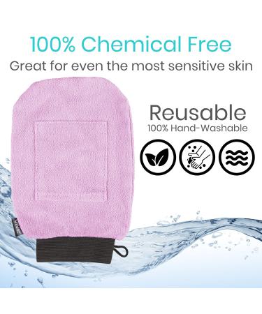 Vive Exfoliating Mitts for Body (4 Pack) - Deep Microdermabrasion Scrub Gloves with Soap-Saver Pocket - Premium Black & Pink - Body Exfoliate Shower Dead Skin Remover - Ideal for Keratosis Pilaris - Buy Online on GoSupps.com