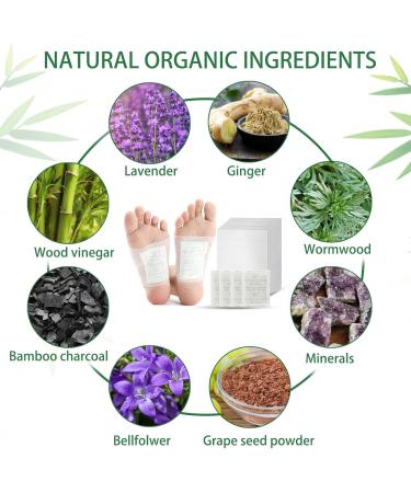 100Pcs Bamboo Vinegar Ginger Foot Pads - Natural Deep Cleansing Patch - Lavender Pain Relief & Better Sleep - Stress Relief - 100 Pack - Buy Online on GoSupps.com