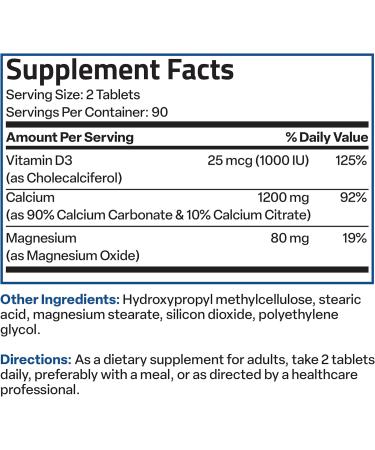 Bronson Calcium 1200 MG Per Serving Sustained Release with Vitamin D3 1000 IU Vitamin D3 Per Serving Non-GMO, 180 Tablets 180 Count (Pack of 1) - Buy Online on GoSupps.com