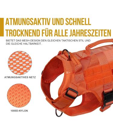 Oneigris No-Pull Dog Harness - Adjustable Aire Mesh Comfort Vest for Large/Medium Dogs | Ultra Breathable & Safe with 2 Handles - Size M (Neck: 40-58cm Breast: 60-81cm) - Orange - Buy Online on GoSupps.com