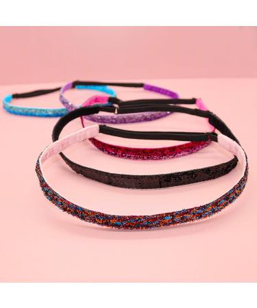 FROG SAC 6 Sparkly Glitter Elastic Headbands for Girls - Non-Slip Thin Stretch Sports Headbands for Teens - Cute Fashion Accessories for Teen Girls - Yoga and Sports Head Wraps - Buy Online on GoSupps.com