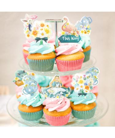 Alice Wonderland Cupcake Topper Spring Easter Party Decoration Girls Tea Party Cake Decoration Girls Birthday Party Supplies - Buy Online on GoSupps.com