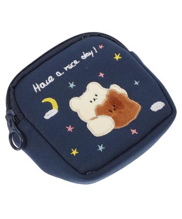 SUPVOX Aunt's Towel Storage Bag Travel Decor Canvas Handbags Mini Containers Menstrual Pad Bag Change Purse Wallet Tampons Holder Adorable Period Bag Multi-function Small Bag Child Cotton Navy 13X13CM