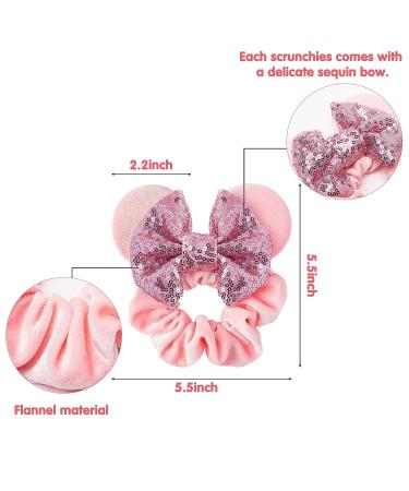 6sisc 8Pcs Leopard Mouse Ear Scrunchies: Cute Elastic Hair Bands for Women, Kids, Girls - Velvet Sequin Bow Scrunchy for Thin/Thick Hair - No Damage Ponytail Holder Ties - Buy Online on GoSupps.com