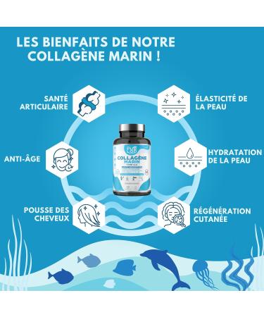 Hydrolyzed Marine Collagen Type 1 and 2 + Hyaluronic Acid + Biotin & Coenzymes Q10 + Vitamins C A E B9 - Cure 2 Months 60 Tablets 1000mg - Skin Joints Hair & Anti-Aging - Buy Online on GoSupps.com