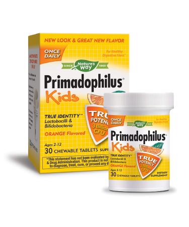 Nature's Way Primadophilus Kids Orange Flavored 3 Billion CFU 30 Chewable Tablets