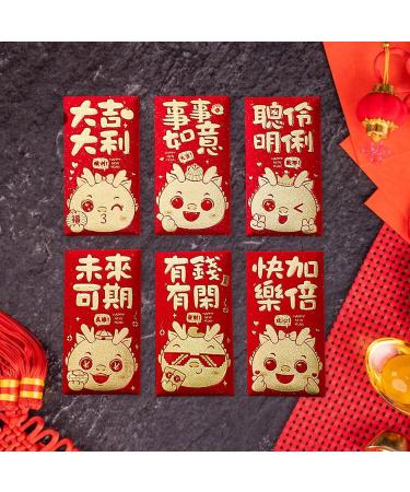 Generic 6pcs Traditional 2024 New Year Hong Bao Red Envelopes Year of The Dragon Hongbao Red Packet for Birthday Spring Festival Wedding Style B - Buy Online on GoSupps.com