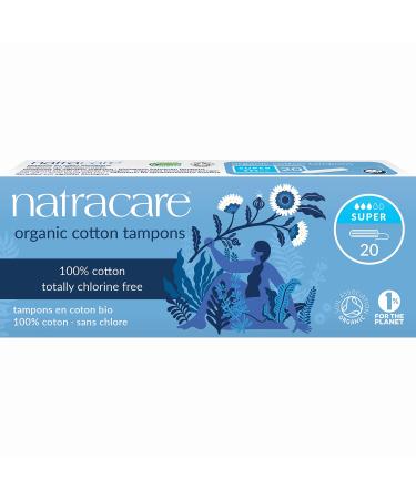 Natracare Non-Applicator 100% Organic Cotton Tampons, Super, Totally Chlorine Free, Biodegradable and Compostable (1 Pack, 20 Tampons Total) Super Super 20 Count - Buy Online on GoSupps.com