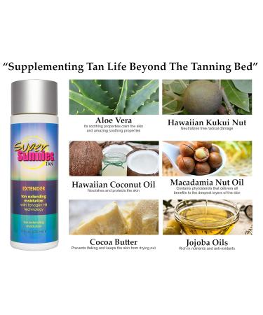 Super Sunnies Tan Extender Moisturizer Lotion - Indoor & Sunless Tanning | Aloe Hawaiian Coconut Oil Jojoba Oil | 8 oz - Buy Online on GoSupps.com