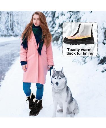 Alicegana Women's Cotton Snow Winter Lace Up Flat Ankle Boots - Black, Size 10 - Buy Online on GoSupps.com