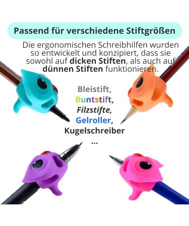Riyeotree 3x Pen Owner - Ergonomic Writing Aid for Kids | Perfect Pencil Support for Left & Right-Handed Children in Pink Orange & Purple - Buy Online on GoSupps.com