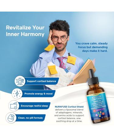 Liposomal Cortisol Shield Ashwagandha Magnesium Theanine Phosphatidylserine St Johns Wort Liquid Drops Ultra Potent Natural Taste USA Made & Lab Tested 2 FL OZ (60ml) 60ml (pack of 1) - Buy Online on GoSupps.com