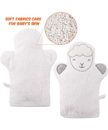 4 Pieces Baby Bath Gloves - Soft Animal Style Cotton Towels for Gentle Peeling - Duck Panda Sheep Design | Perfect for Baby Baths & Showers - Buy Online on GoSupps.com