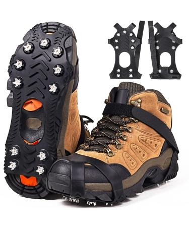ZUXNZUX Crampons, Ice Cleats for Shoes and Boots, Silicone Stainless Steel Grippers Shoe Spikes Grips Traction for Ice Snow, Winter Hiking Climbing Ice Fishing Medium Silicone & 304 Stainless Steel