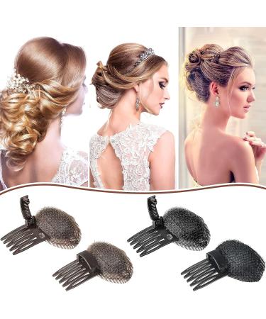 Invisible Fluffy Hair Pad Set for Women - 4 Pieces Puff Hair Head Cushion in Brown & Black - Buy Online on GoSupps.com