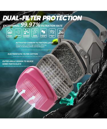 Respirator Mask with Filters 60921: Half Face Respirator Reusable Gas Mask for Spray Paint Chemical Epoxy Resin Dust Mask for Construction Organic Vapor Woodworking Sanding Welding Respirator With Filters - Buy Online on GoSupps.com
