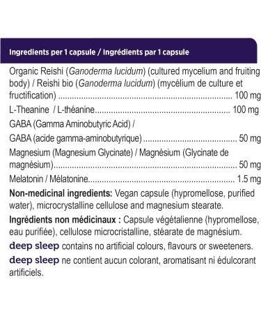 Genuine Health Deep Sleep 60 vegetarian capsules Reishi Mushroom GABA Melatonin and Magnesium Natural restorative sleep support Dairy soy & gluten-free Vegan - Buy Online on GoSupps.com