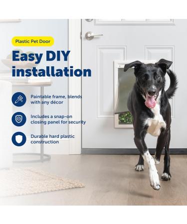 PetSafe Plastic Pet Door for Dogs and Cats - Durable Frame, Paintable, Flexible Flap - Small to X-Large Sizes - Easy DIY Install, Security Cover - Up to 220 lb Pets - Buy Online on GoSupps.com