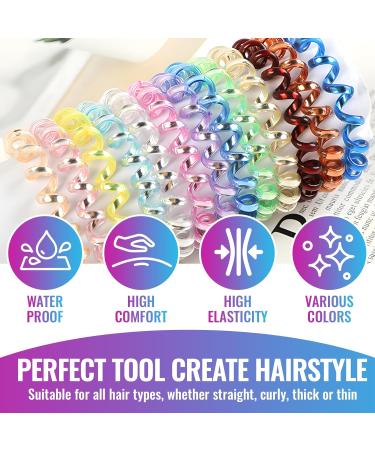 10 Pcs Spiral Hair Bobbles - Elastic Telephone Cable Hair Ties for Women & Girls - Traceless Assorted Colors - Buy Online on GoSupps.com