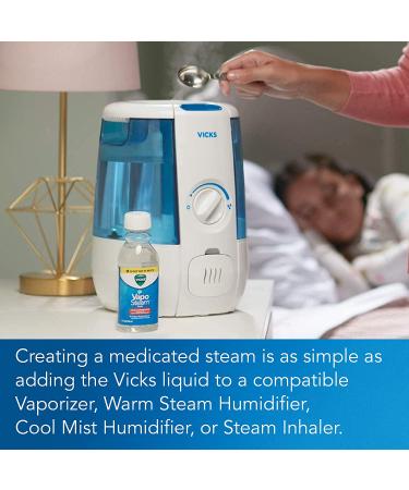Vicks VapoSteam Medicated Liquid with Camphor 8 Oz - Cough Suppressant for Vicks Vaporizers and Humidifiers - Buy Online on GoSupps.com