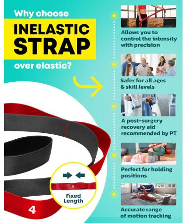 Stretching Strap with Loops - Non Elastic Yoga & Physical Therapy Band - 10 Loops for Flexibility & Exercise - Red - Buy Online on GoSupps.com