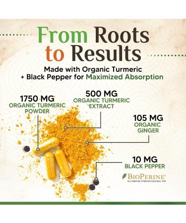 Turmeric Curcumin Supplement 2350mg - 95% Curcuminoids with Organic Turmeric & Ginger BioPerine Black Pepper for Best Absorption Nature's Vegan Joint Support Non-GMO Bottled in USA - 360 Capsules 360 Count (Pack of 1) - Buy Online on GoSupps.com