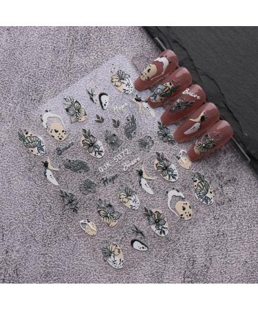 JMEOWIO 6 Sheets 3D Embossed Spring Flower Nail Art Stickers Decals Self-Adhesive 5D Colorful Summer Floral Nail Supplies Nail Art Design Decoration Accessories - Buy Online on GoSupps.com