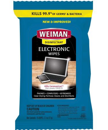 Weiman Disinfecting Electronic Wipes - Safely Clean Your Screen Laptop Computer TV Equipment-Electronic Cleaner Wipes