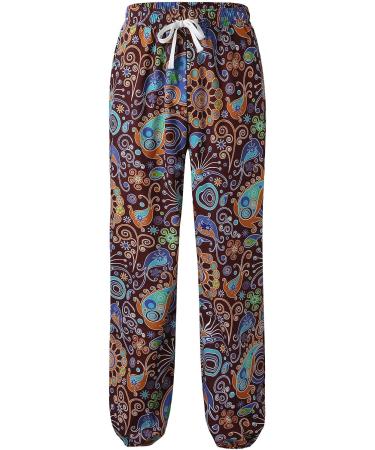 Men's Linen Beach Pants - Lightweight Drawstring Casual Trousers in Wine - Size Large - Buy Online on GoSupps.com