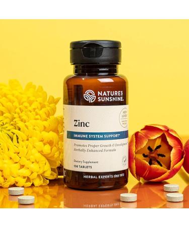 Nature's Sunshine Zinc 25mg 150 Tablets - Immune System Support with 167% Daily Value of Zinc - Buy Online on GoSupps.com