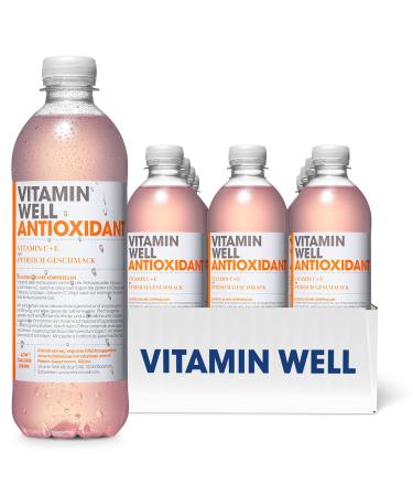 Vitamin well vitamin water with taste - vitamin C vitamin D zinc - functional and low -calorie drink enriched with functional ingredients -12 x 500ml including pawn (antioxidant)