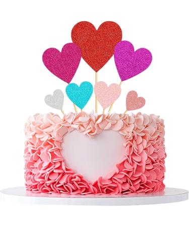 35 pcs Glitter Red Heart Cake Toppers Picks for Sweet Love Theme Wedding Engagement Valentine's Day Bridal Shower Mother's Day Party Cake Decors(Multi Color) - Buy Online on GoSupps.com
