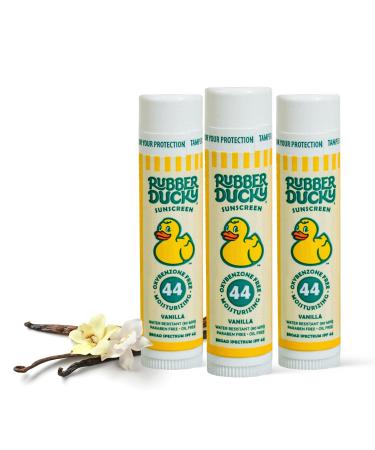 Rubber Ducky - SPF 44 Lip Balm - Moisturizing Vitamin E Sunscreen For Lips - All Season Broad Spectrum UV Protection - Waterproof 80 Minutes - NO-OX Protectant - Clear - Vanilla - 3 Pack 0.15 Ounce (Pack of 3) All Ages - Buy Online on GoSupps.com