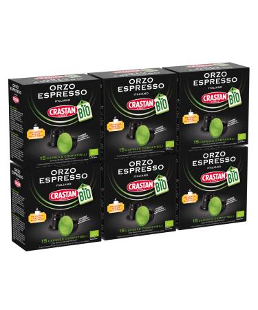 CRASTAN 1870 90 capsules 6 boxes of 15 organic espresso barley capsules capsules compatible with Nespresso system gluten-free drink 100% Made in Italy