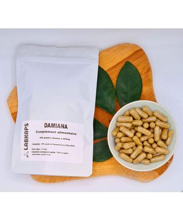 Damiana 400 Capsules with a Strength of 400 mg 100% Vegetable Shell - Food Supplement