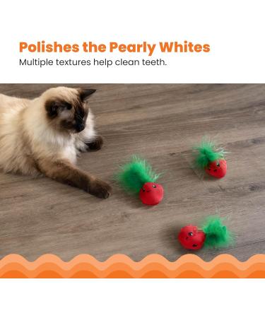 Petstages Straw-Babies Dental Care Toy for Cats | Catnip-Infused Mesh Material | Pack of 3 Pink Strawberries - International Shipping Available - Buy Online on GoSupps.com