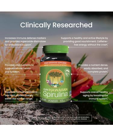 Nutrex Hawaii Pure Hawaiian Spirulina Powder - Vegan Superfood Farm Grown Non-GMO Immune Support & Cellular Energy 90 Day Supply 9.53 Oz 9.53 Ounce (Pack of 1) - Buy Online on GoSupps.com