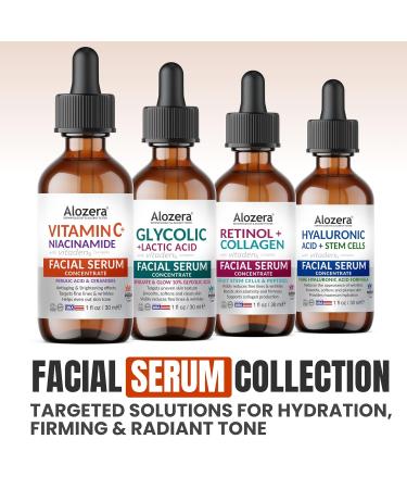 Alozera Vitamin C Facial Serum with Niacinamide & Ferulic Acid Anti-Aging Serum for Visible Brightening Glowing & Radiant Skin Concentrated Gentle & Effective Day & Night - Buy Online on GoSupps.com
