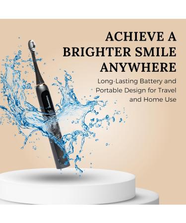 Electric Toothbrush for Adults - Sonic Waterproof 15 Modes Replaceable Heads | Rechargeable Plaque Remover with Charging Base & Travel Cap - Buy Online on GoSupps.com