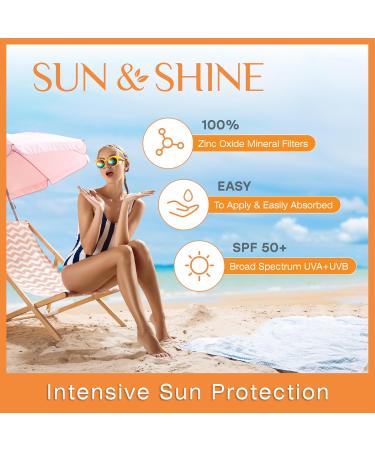Sun & Shine Mineral Zinc Oxide Sunscreen Stick SPF 50+ | Vegan Reef Safe Fragrance-Free | Broad Spectrum Skin Protection for Sensitive Skin - Buy Online on GoSupps.com