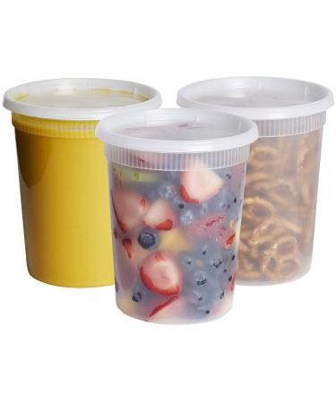 24 Sets - 32 oz. Plastic Deli Food Storage Containers With Airtight Lids 32oz. - 24 Sets