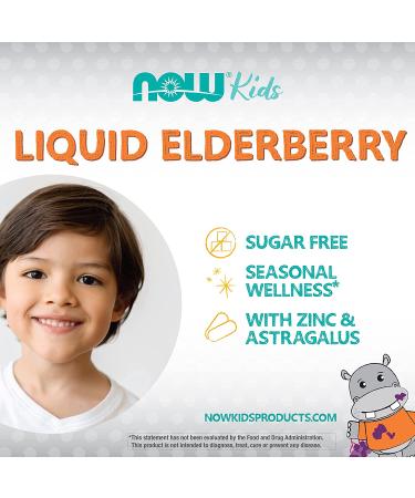 Now Foods Elderberry Liquid for Kids - 8 fl oz (237 ml) | Immune Support - Buy Online on GoSupps.com