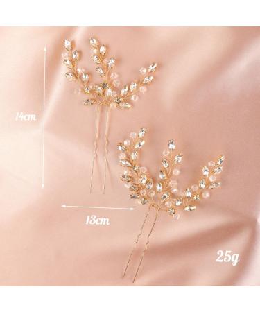 Deniferymakeup Bride Wedding Hair Pins Crystal Bridal Hair Accessories Rhinestone Wedding Hair Pieces for Bride and Bridesmaids (Gold) - Buy Online on GoSupps.com