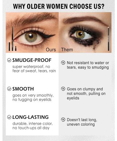 Black Eye Liner Pencils for Older Women Long Lasting Waterproof Smudge-Proof Gel Eyeliner Pencil Matte Cream Retractable Smooth Eyeliner Waterline Built in Sharpener Eye Liner Makeup Stick for Women 01# Black - Buy Online on GoSupps.com