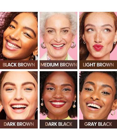 1 Step Eyebrow Stamp Stencil Kit - Long-Lasting Waterproof Brow Makeup with 24 Reusable Stencils in Medium Brown - Buy Online on GoSupps.com