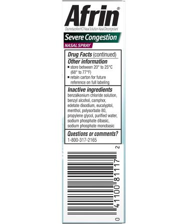 Afrin Sinus 12 Hour Nasal Spray Decongestant 0.5 fl oz - Fast Relief - Buy Online on GoSupps.com