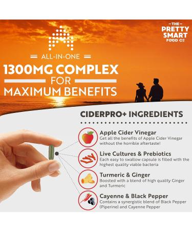 Organic Apple Cider Vinegar Capsules with Turmeric & Ginger - 1300MG Dosage - 120 Capsules - Made in the UK - Buy Online on GoSupps.com