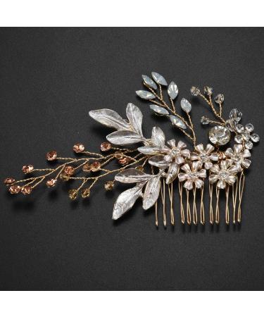 Jimenez Women Hairpin Hair Comb Clip Floral Head Piece Crystal Flower Bride Hair Pins Wedding Bridal Hairs Accessories Gift - Buy Online on GoSupps.com